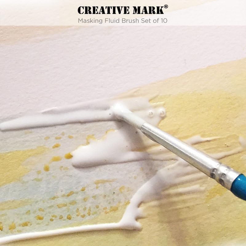 Creative Mark Masking Fluid Paint Brushes (Set of 10) - Watercolor Brushes Contains Synthetic Hair w/Short Wood Handles - Image 4